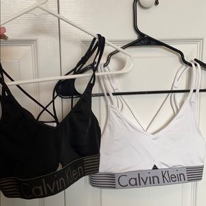 Two Calvin Klein sports bras